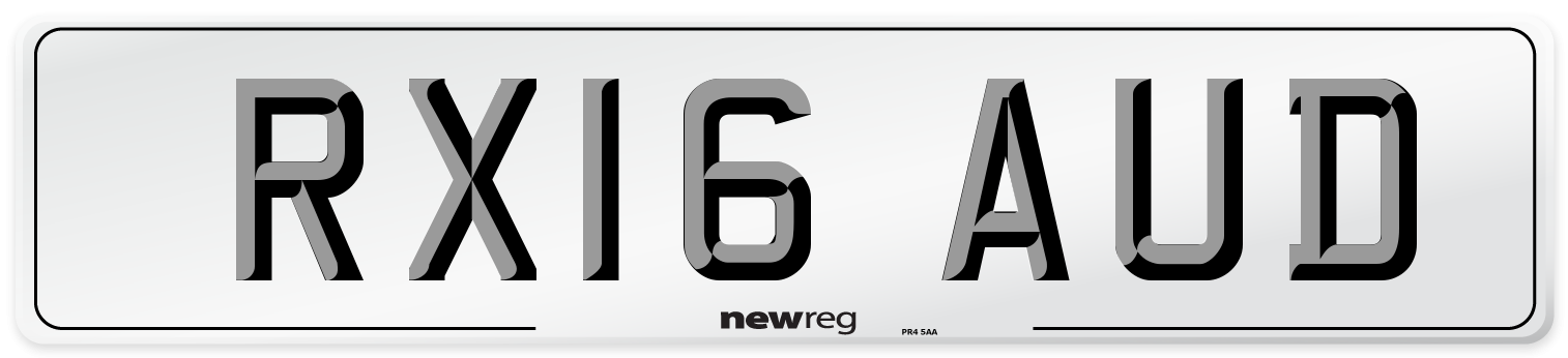 RX16 AUD Number Plate from New Reg
